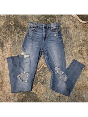 American Eagle Outfitters Ripped Blue Skinny Jeans Size 2